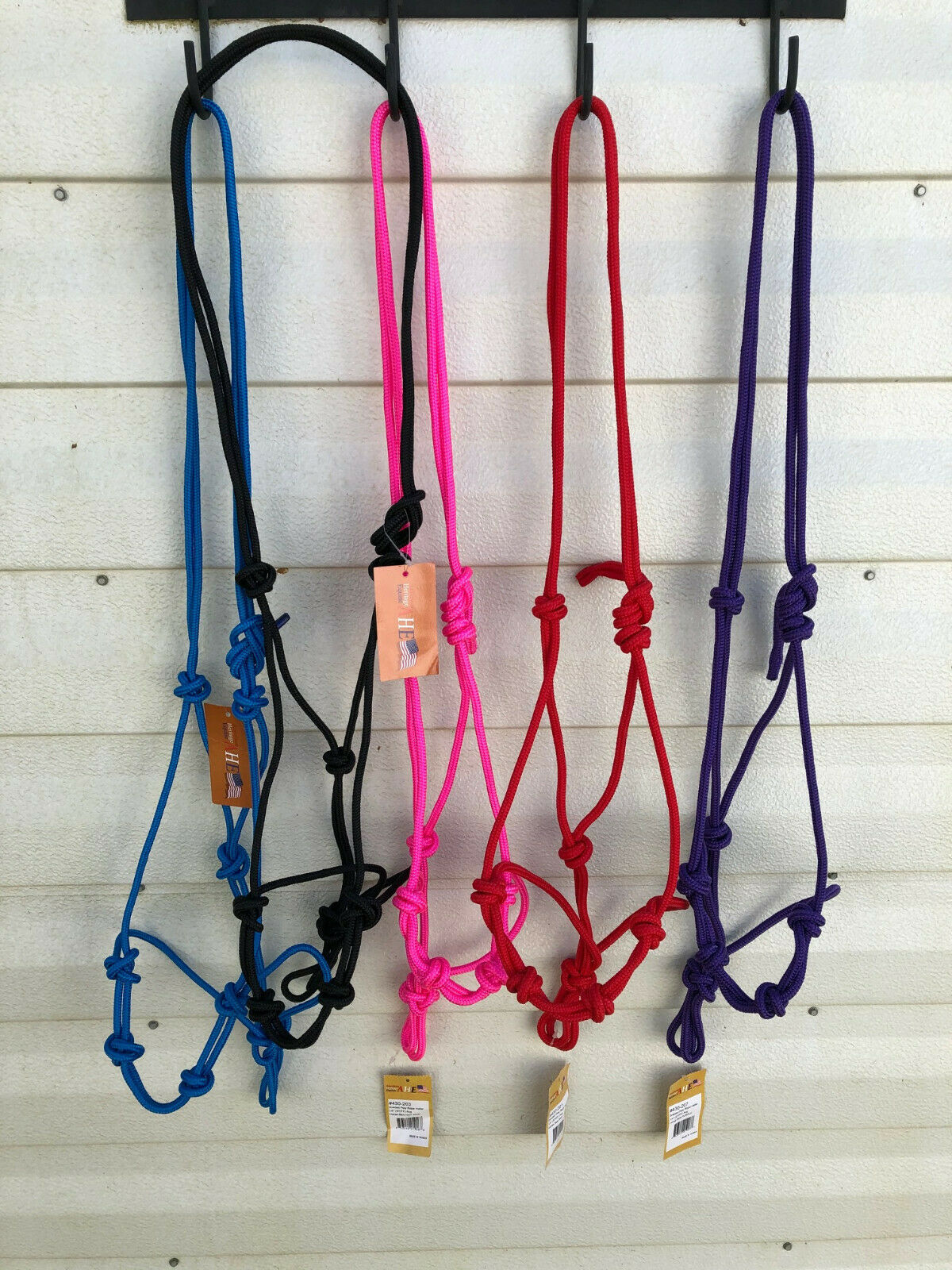 Brand New 4 Knot Rope Halter Bitless Bridle Black Blue Pink Purple Red Ahe