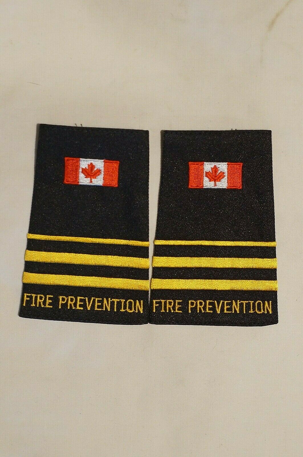 Canadian Fire Prevention Platoon Chief With Canada Flag Slip Ons Epaulettes Pair