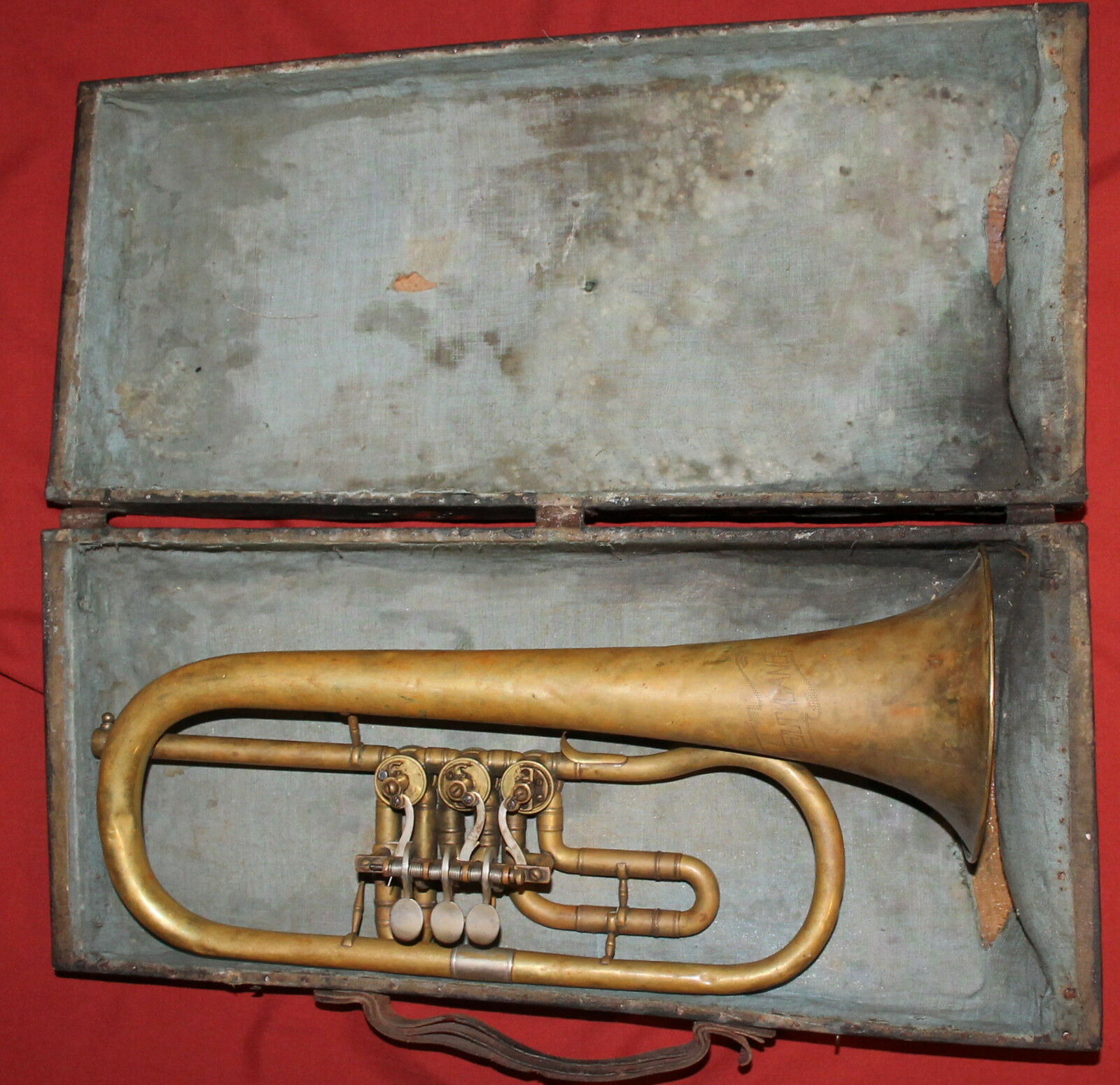 Antique German Weltklang Brass Flugelhorn With Case