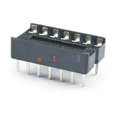 50pcs 14pin Dip Ic Socket Adaptor Solder Type Socket Pitch Dual Wipe Contact
