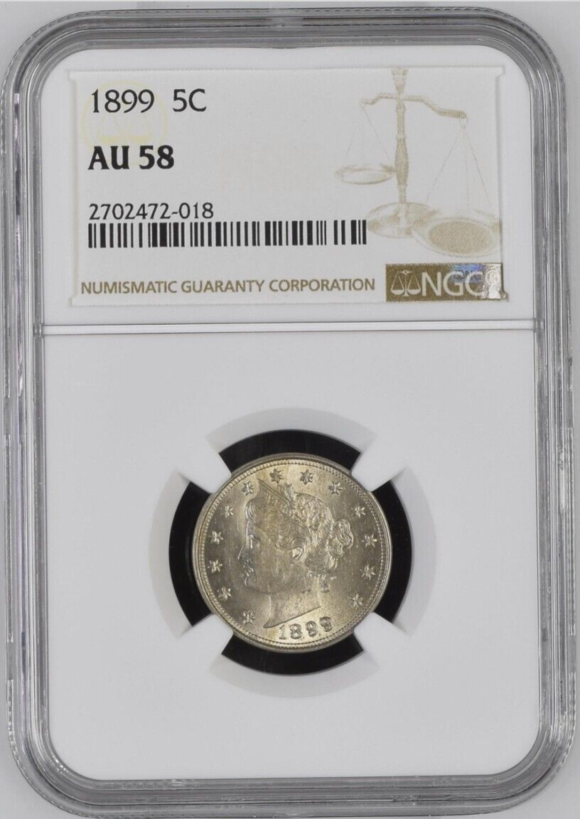 1899 V Liberty Nickel Ngc Au 58 Au58 With Strong Luster And Detail Addl. Pics!