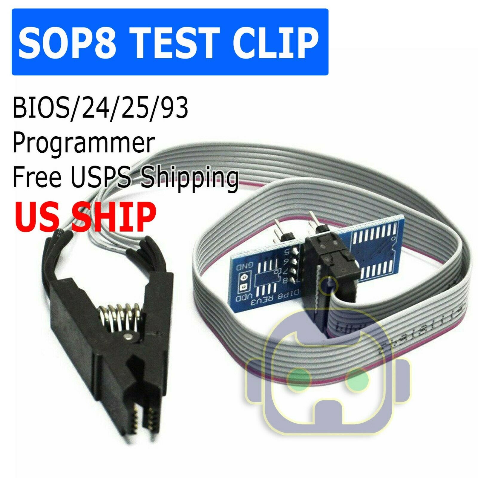 Soic8 Sop8 Flash Chip Ic Test Clips Socket Adpter Bios/24/25/93 Programmer