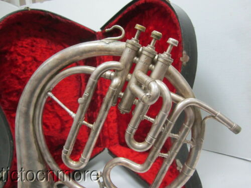 Vintage Cleveland Musical D-o Silver Plated Etched French Horn C-30855 & Case