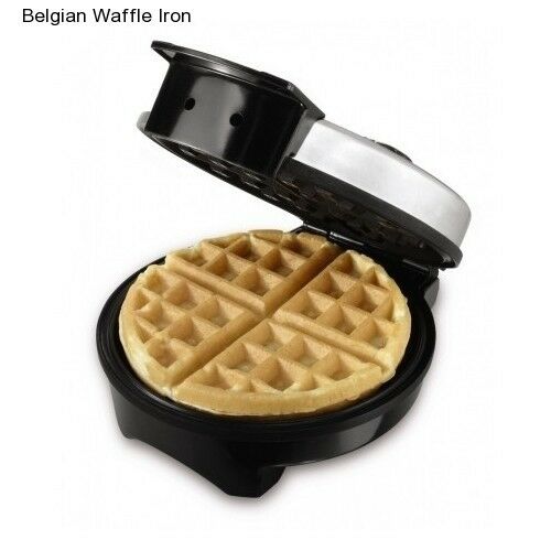 Round Waffle Maker Belgian Electric Breakfast Griddle Iron Stainless Steel Gift