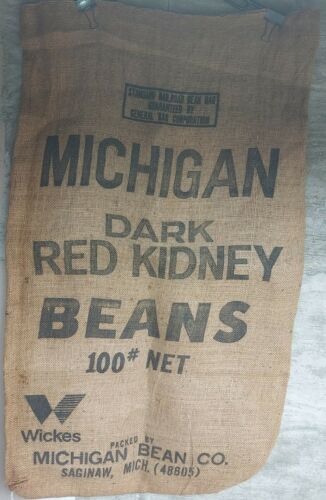 Michigan Dark Red Kidney Beans 100# Burlap Sack Saginaw Michigan