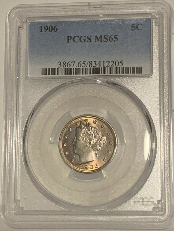 :1906 5c Key Date Liberty Head Nickel Lustrous Pcgs Ms 65 Rare R5 Highest Grades