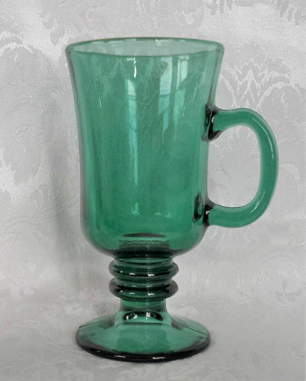 Irish Coffee Mug Green Glass Gold Trim Libbey Kitchen Drinking Barware