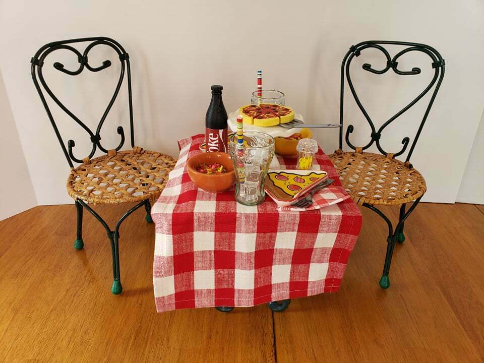 Pizza Party Table For 18 Inch Dolls ~ Hand Crafted