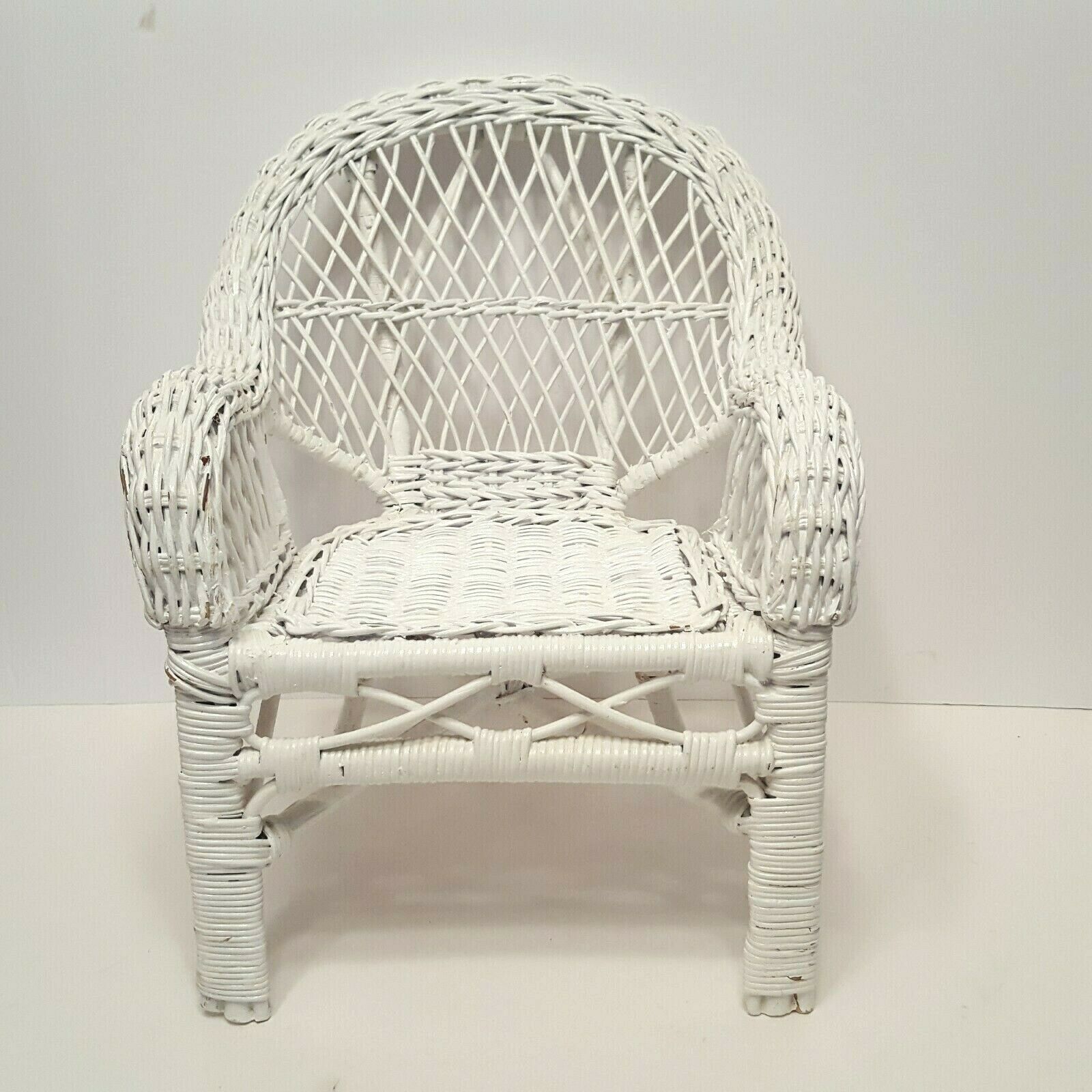 White Wicker Chair For Doll/bear Furniture 13" Tall