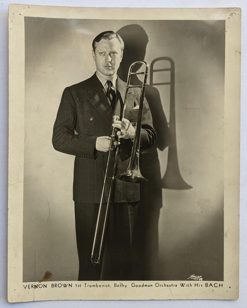 Ca.1935 Vernon Brown Trombone Musician Bach Brass Instrument Advertisement Photo