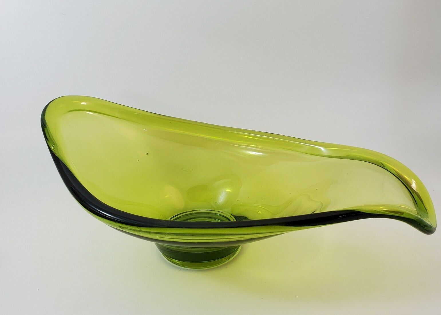 Mcm Biomorphic Green Art Glass Dish