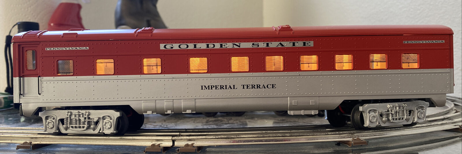 K-line Streamliner O Gauge Golden State Imperial Terrace Lighted Passenger Car