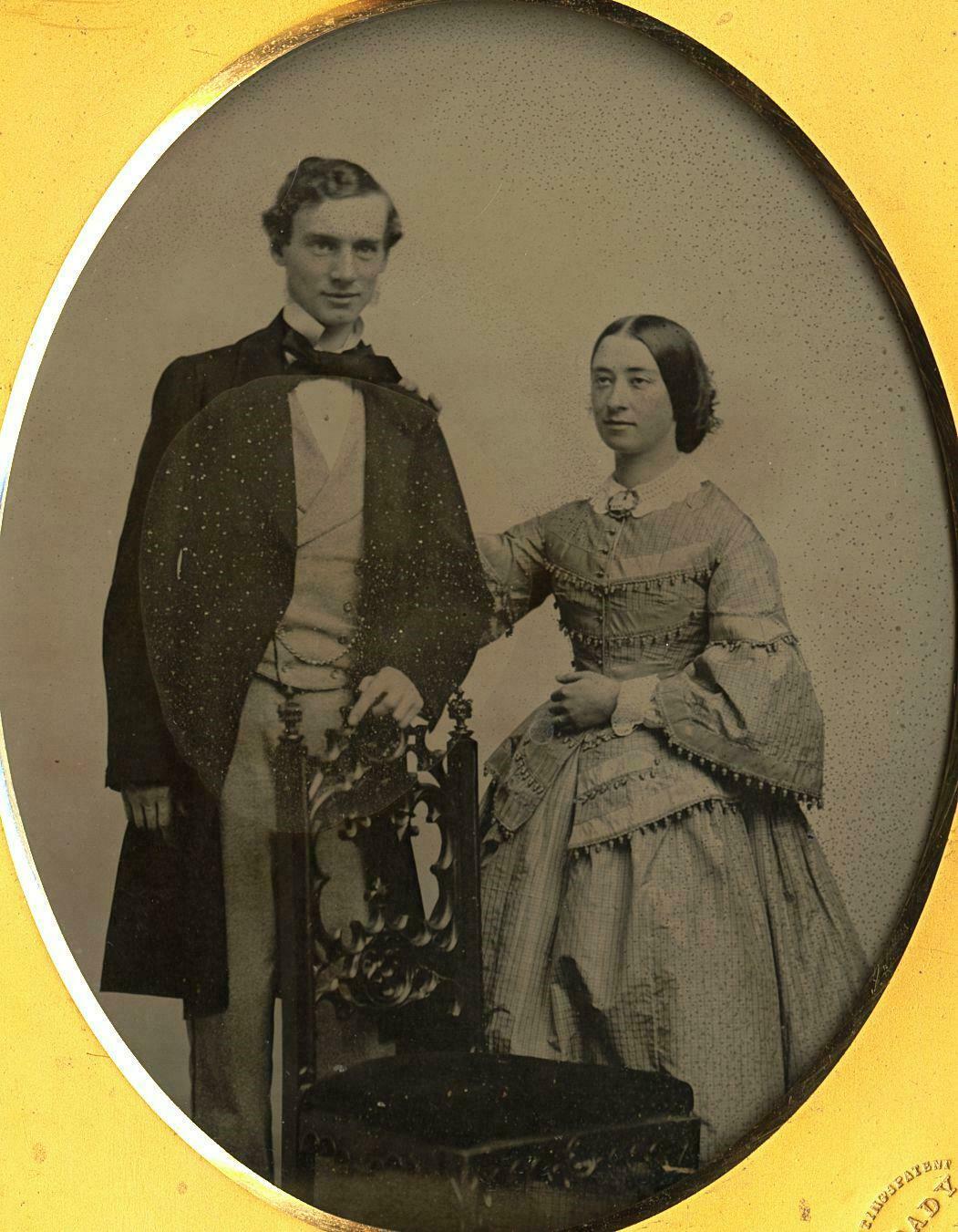 C. 1850's Half Plate Ambrotype Of Distinguished Man And Woman By Matthew Brady