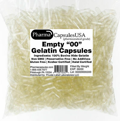 Empty Gelatin Capsules Size 00 Bulk Gel Caps Pure Fast Ship 100-10,000 #00 Usa