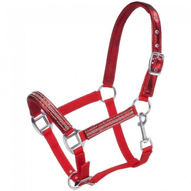 Tough-1 Adjustable Nylon Miniature Halter With Foil/crystal Overlay - Red - Nwt
