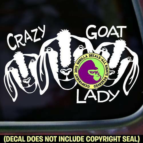 Crazy Goat Lady Vinyl Decal Sticker Love Goats Farm Breed Rescue Sign Car Window