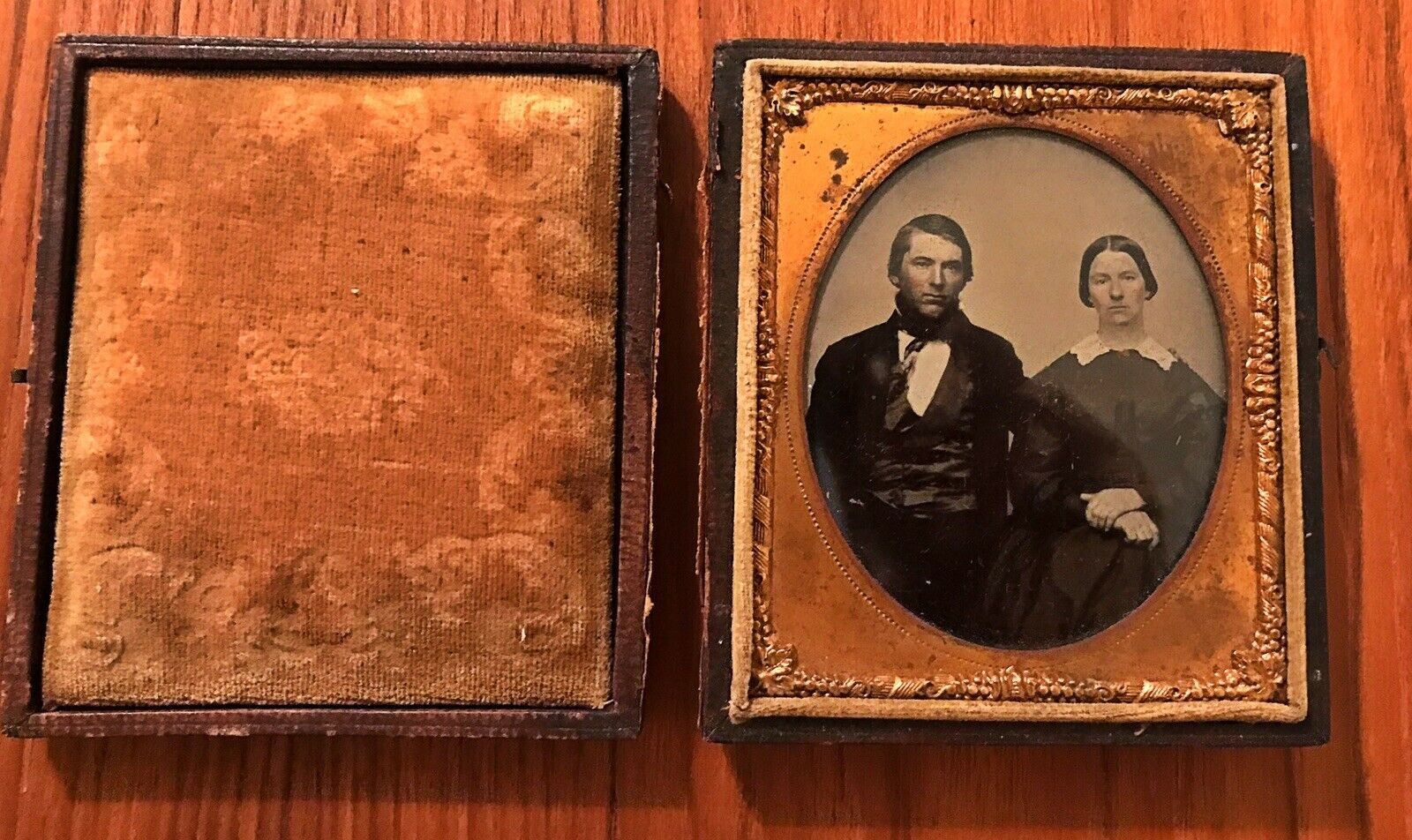 Ambrotype Portrait Of Well Dressed Couple - 1855-1865 - 3 1/2” X 3”