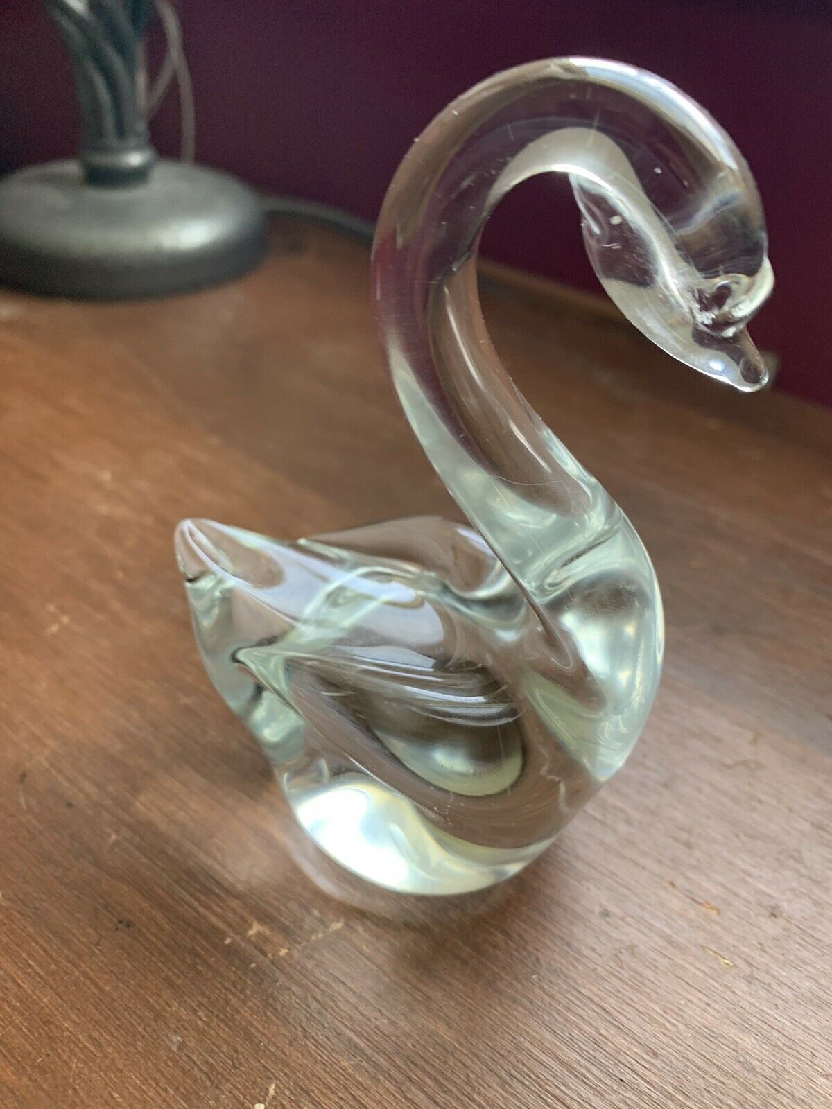 Elegant Clear Glass Swan Bird Figurine