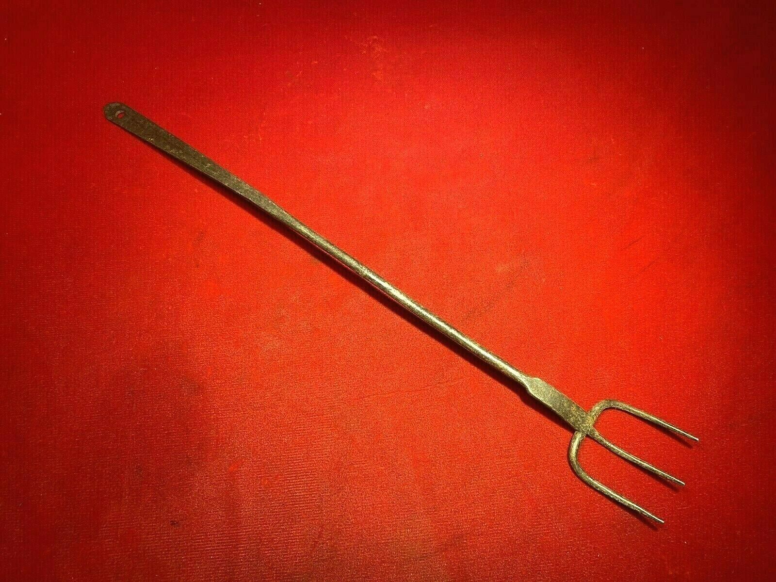 Early Civil War Era Hand Forged Soldier's Camp 3 Tine Iron Meat Fork