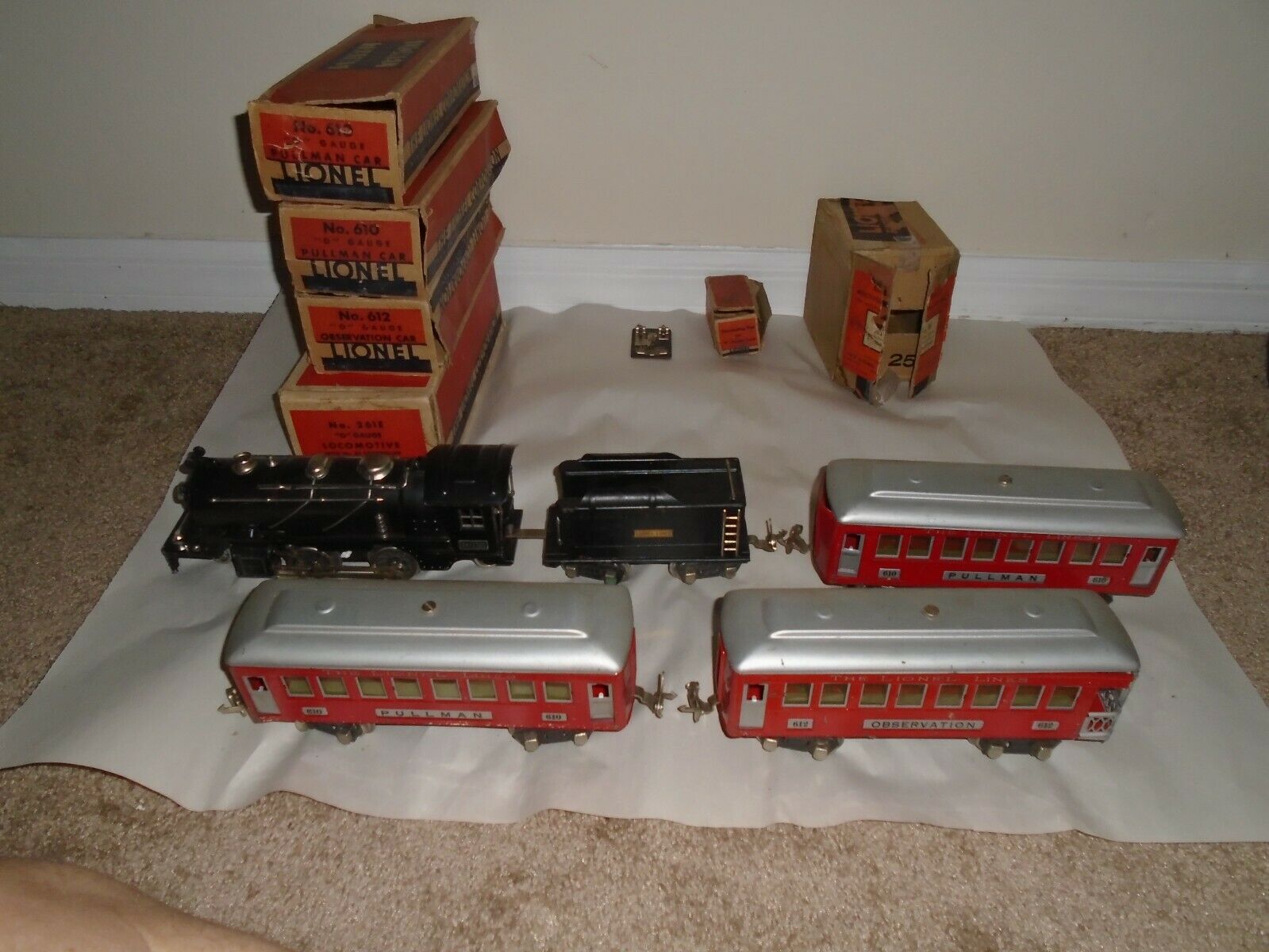 1935 Lionel Promotional Set 5000: 261e/tender   610 610 612 Red/aluminum Boxes