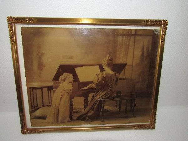 Huge Ambrotype - Woman Playing A Clavicord W/ Beautiful Little Girl 7x9 1840?