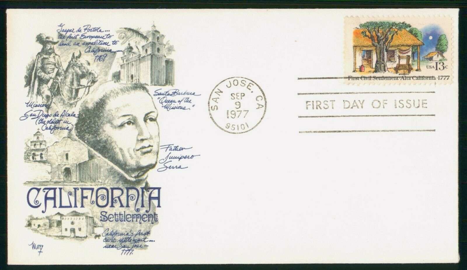 Mayfairstamps Us Fdc Unsealed 1977 California Settlement First Day Cover Wwp4465