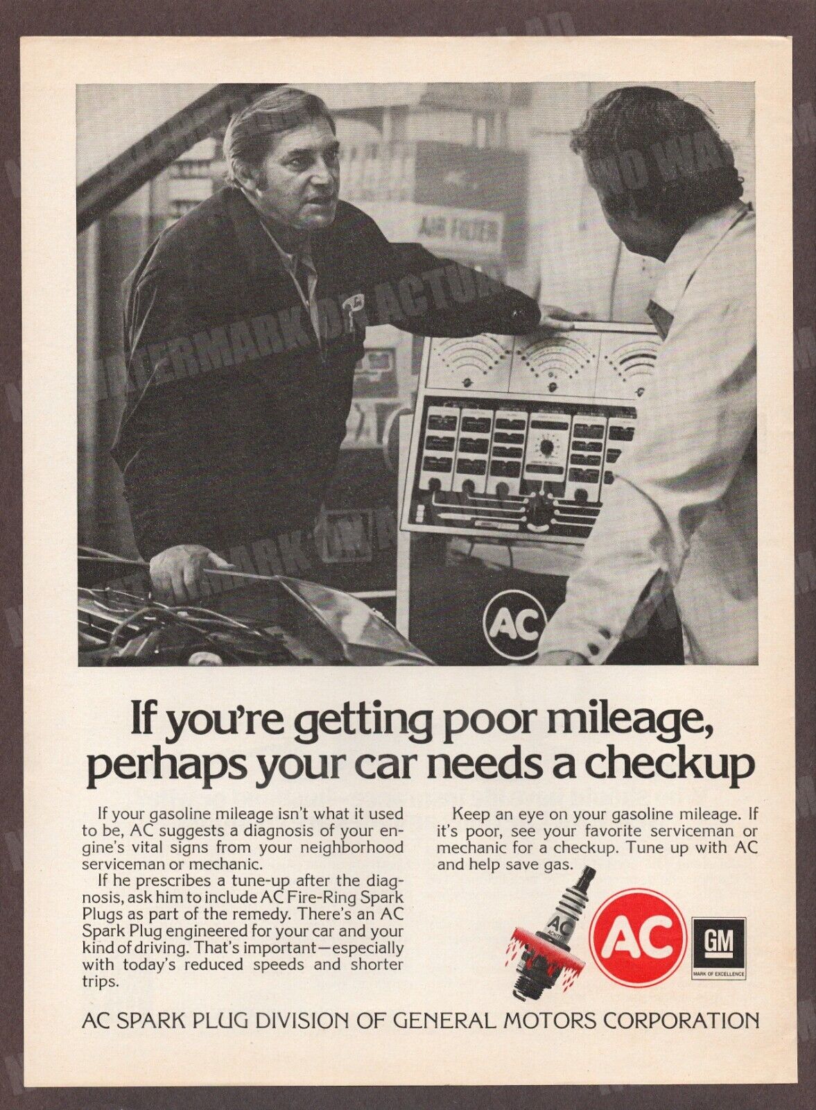 Ac Spark Plugs By Gm General Motors 1974 Trade Print Magazine Ad Advert