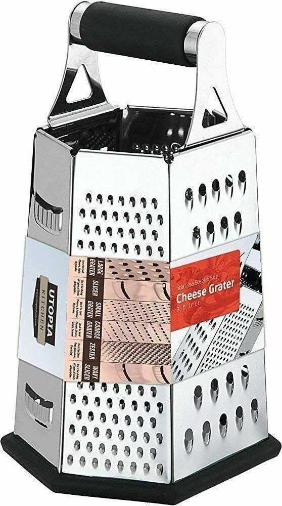 Cheese Grater 6 Sided Cheese Shredder Stainless Steel Utopia Kitchen