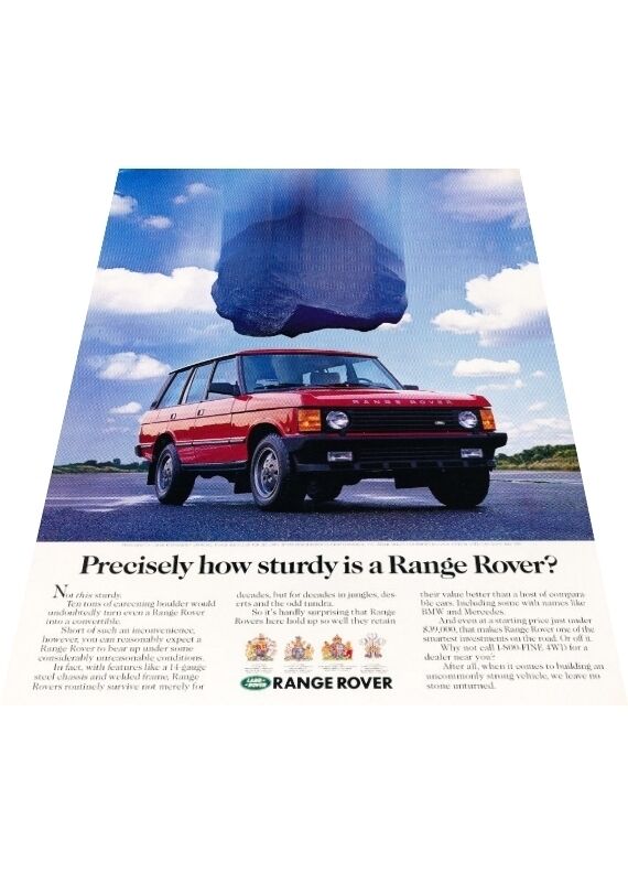 1991 1992 Range Rover - Falling Rock - Vintage Advertisement Car Print Ad J402