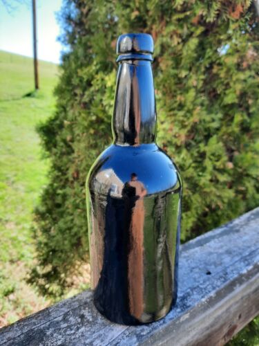 Killer C.1840 Dip Mold American Black Glass Whiskey Bottle - Outstanding!!!