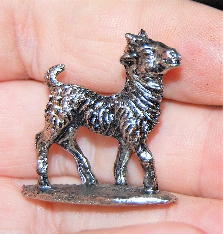 Tiny Silver Metal Billy Goat Kid Figurine Totem Farm Capricorn Spirit Animal Vnt