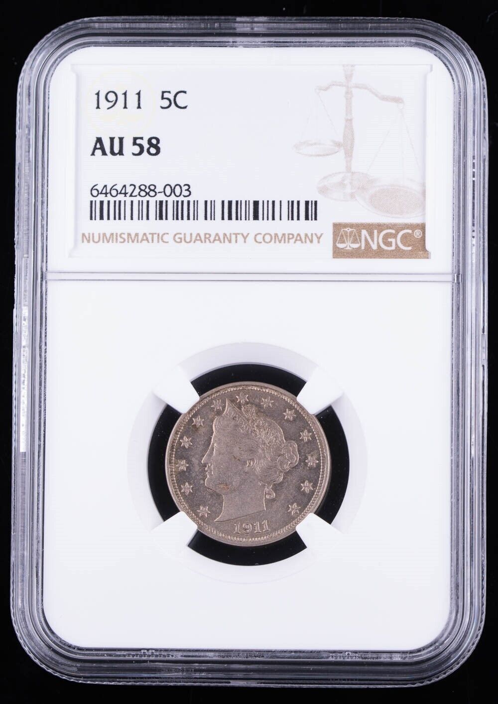 1911 Liberty Nickel Ngc Au58 V 5c About Uncirculated