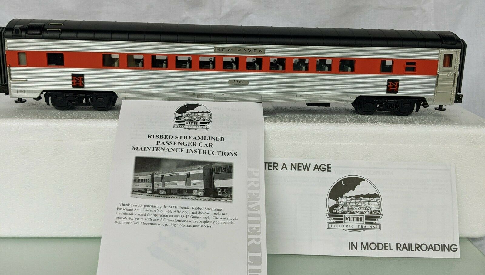 Mth 20-6525 New Haven 70‘ Scale Streamlined Passenger Car Abs Ribbed #8701 Nib